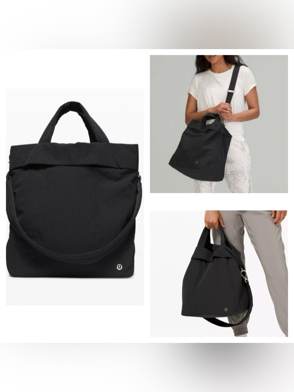 lululemon athletica Black/Silver Everyday Tote - Versatile Women's Shoulder Bag